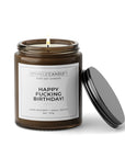 Happy Fucking Birthday funny birthday gift candle in amber glass jar