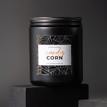 Load image into Gallery viewer, candy corn scented candle with notes of caramel, honey, brown sugar and vanilla