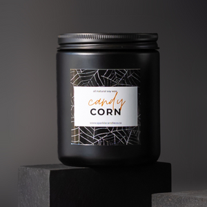 candy corn scented candle with notes of caramel, honey, brown sugar and vanilla