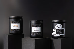 Limited edition Halloween candle bundle with Caramel Apple, Candy Corn and Black Licorice scents.