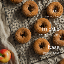 Load image into Gallery viewer, Apple Cider Donut Scent notes: crisp apple cider, cinnamon sugar, creamy vanilla, fresh baked donuts