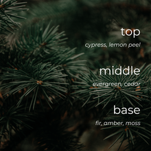 Load image into Gallery viewer, raser-fir-scent-notes-soy-candle