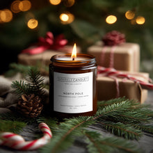 Load image into Gallery viewer, north-pole-candy-cane-vanilla-peppermint-scented-soy-christmas-candle