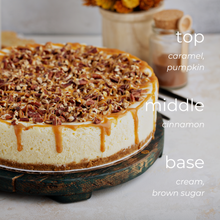 Load image into Gallery viewer, Pumpkin Caramel candle scent notes highlighting sweet pumpkin and rich caramel aroma